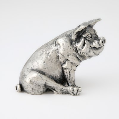 Lot 793 - Sterling Silver Figure of a Seated Pig