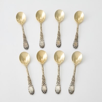 Lot 638 - Set of Eight Tiffany & Co., Sterling Silver "Chrysanthemum" Pattern Ice Cream Spoons