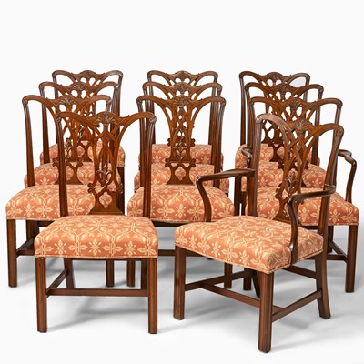 Lot 406 - Set of Eleven George III Style Mahogany Dining Chairs
