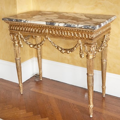 Lot 195 - Continental Neoclassical Giltwood Console Table
