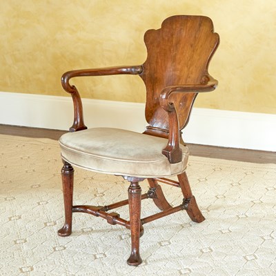 Lot George II Walnut Sheperd's Crook Armchair