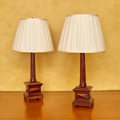 Lot 130 - Pair of Neoclassical Style Rosewood Lamps
