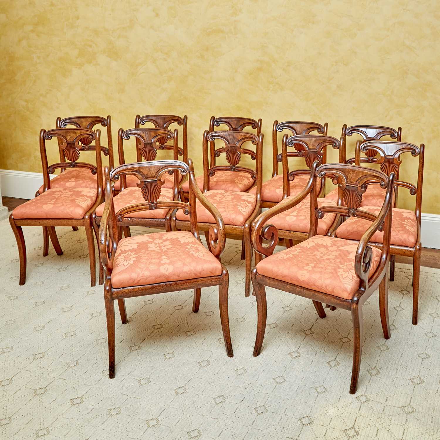 Lot 220 - Set of Twelve Regency Mahogany Dining Chairs