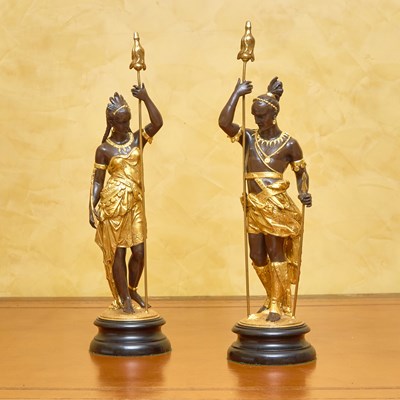 Lot 155 - Pair of Gilt and Patinated Metal Figures of Native Americans