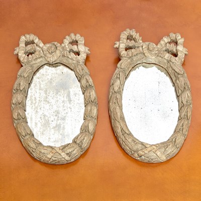 Lot 148 - Pair of Louis XVI Style Carved Painted Wood Mirrors