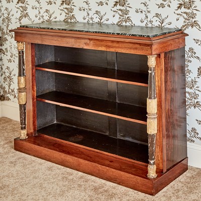 Lot 191 - Regency Parcel-Gilt Painted Wood and Rosewood Small Bookcase