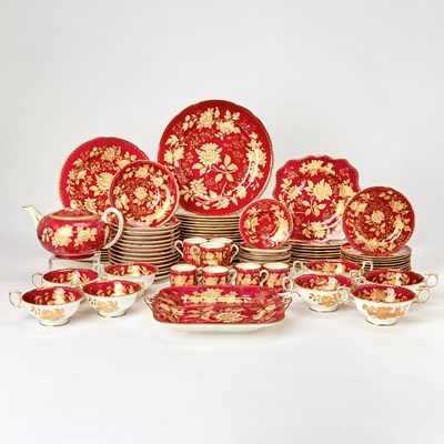 Lot 201 - Wedgwood Porcelain “Ruby Tonquin” Pattern Dinner Service