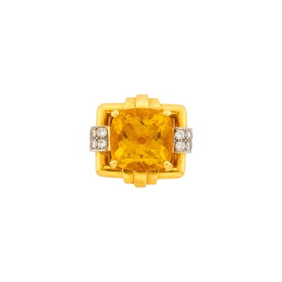 Lot 142 - David Webb Gold, Platinum, Citrine and Diamond Ring