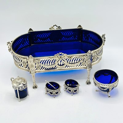 Lot 1091 - Dutch Silver Centerpiece Bowl and Associated Table Articles