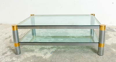 Lot 88 - Mid Century Modern Style Chrome and Glass Two-Tier Coffee Table