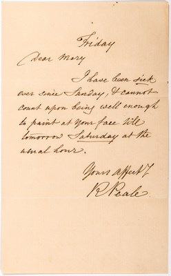 Lot An important series of letters from Rembrandt Peale to his niece Mary Jane Peale regarding her portrait