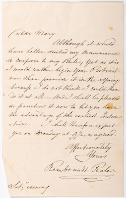 Lot An important series of letters from Rembrandt Peale to his niece Mary Jane Peale regarding her portrait