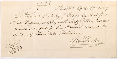 Lot An important series of letters from Rembrandt Peale to his niece Mary Jane Peale regarding her portrait