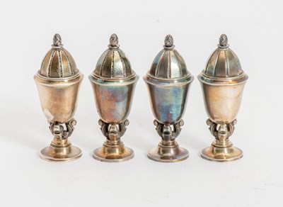 Lot 260 - Two Pairs of Georg Jensen Sterling Silver Salt and Pepper Casters