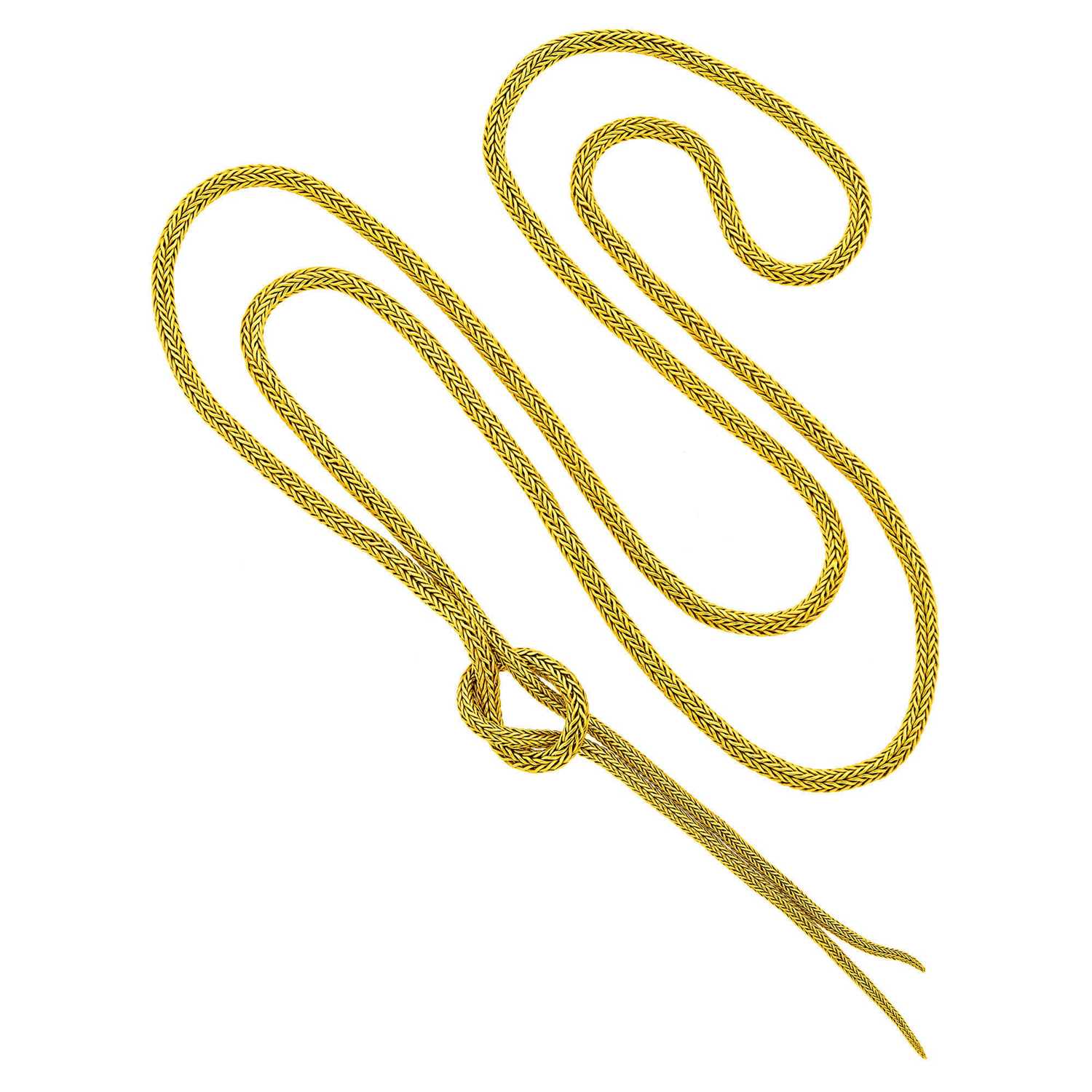 Lot 133 - Long Woven Gold Lariat Necklace