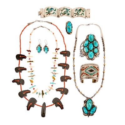 Lot 1261 - Group of Silver and Hardstone Jewelry