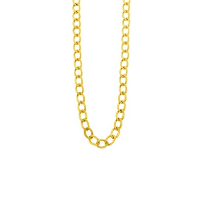 Lot 121 - Long Hammered Gold Oval Curb Link Toggle Necklace