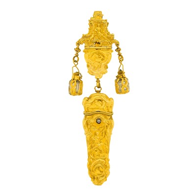 Lot 92 - Antique Gold, Silver and Diamond Chatelaine