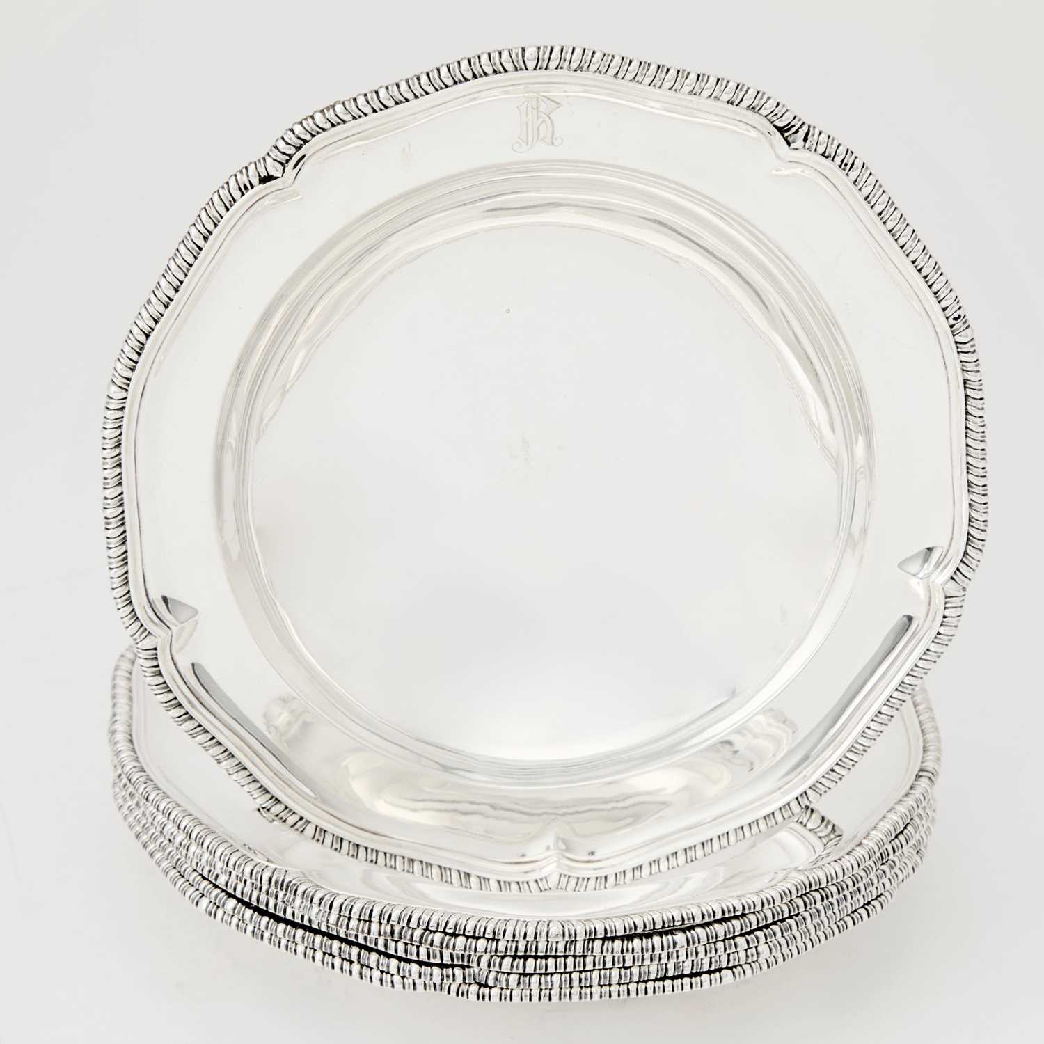 Lot 58 - Set of Six George III Sterling Silver Soup Plates