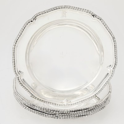 Lot 58 - Set of Six George III Sterling Silver Soup Plates
