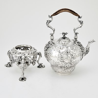 Lot 18 - George II Sterling Silver Kettle on Stand
