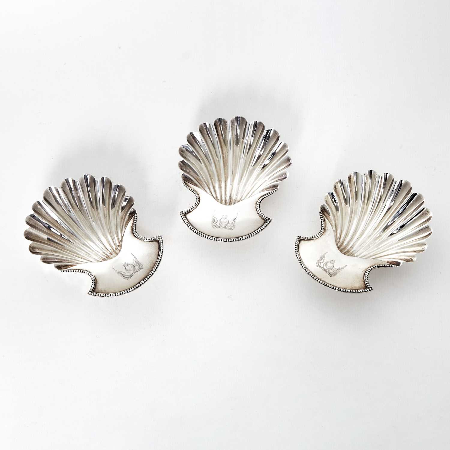 Lot 37 - Set of Three George III Sterling Silver Butter Shells