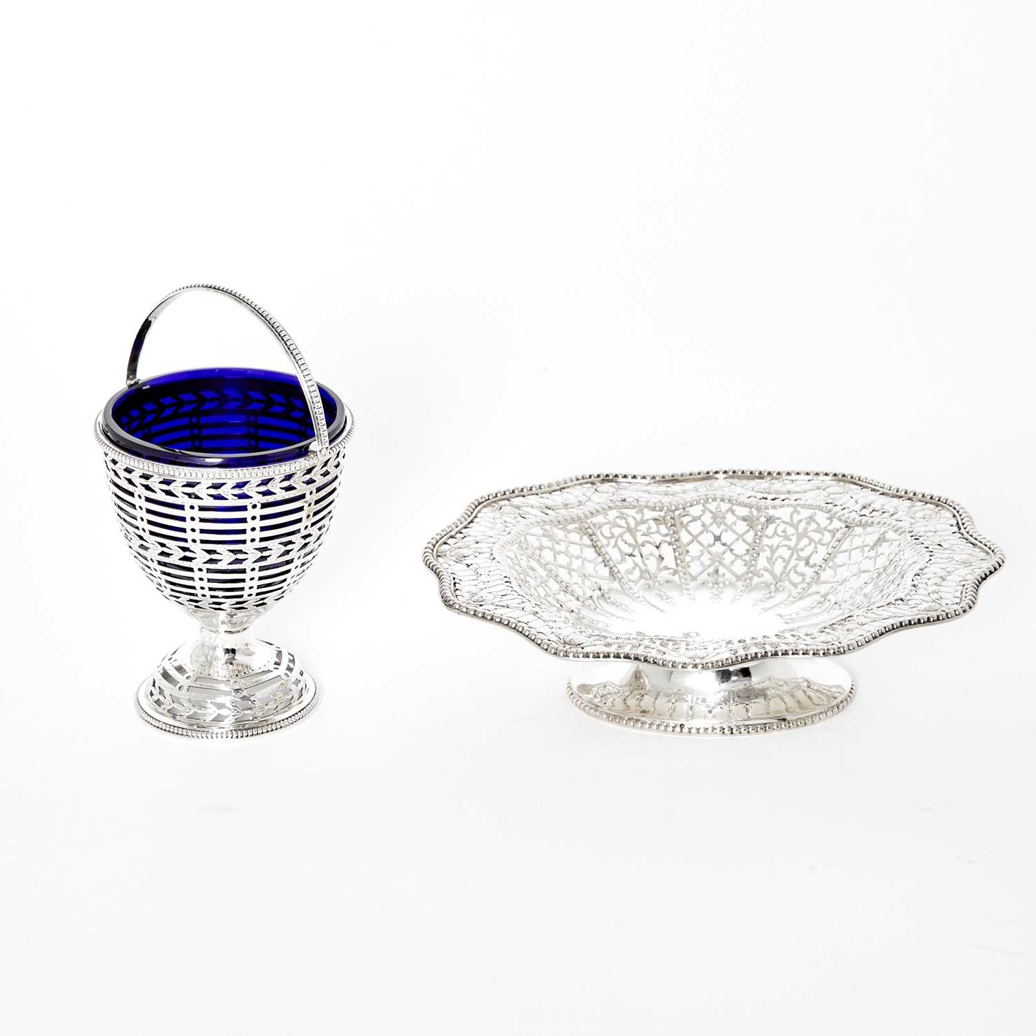 Lot 31 - George III Sterling Silver Sweetmeat Basket and Cream Pail