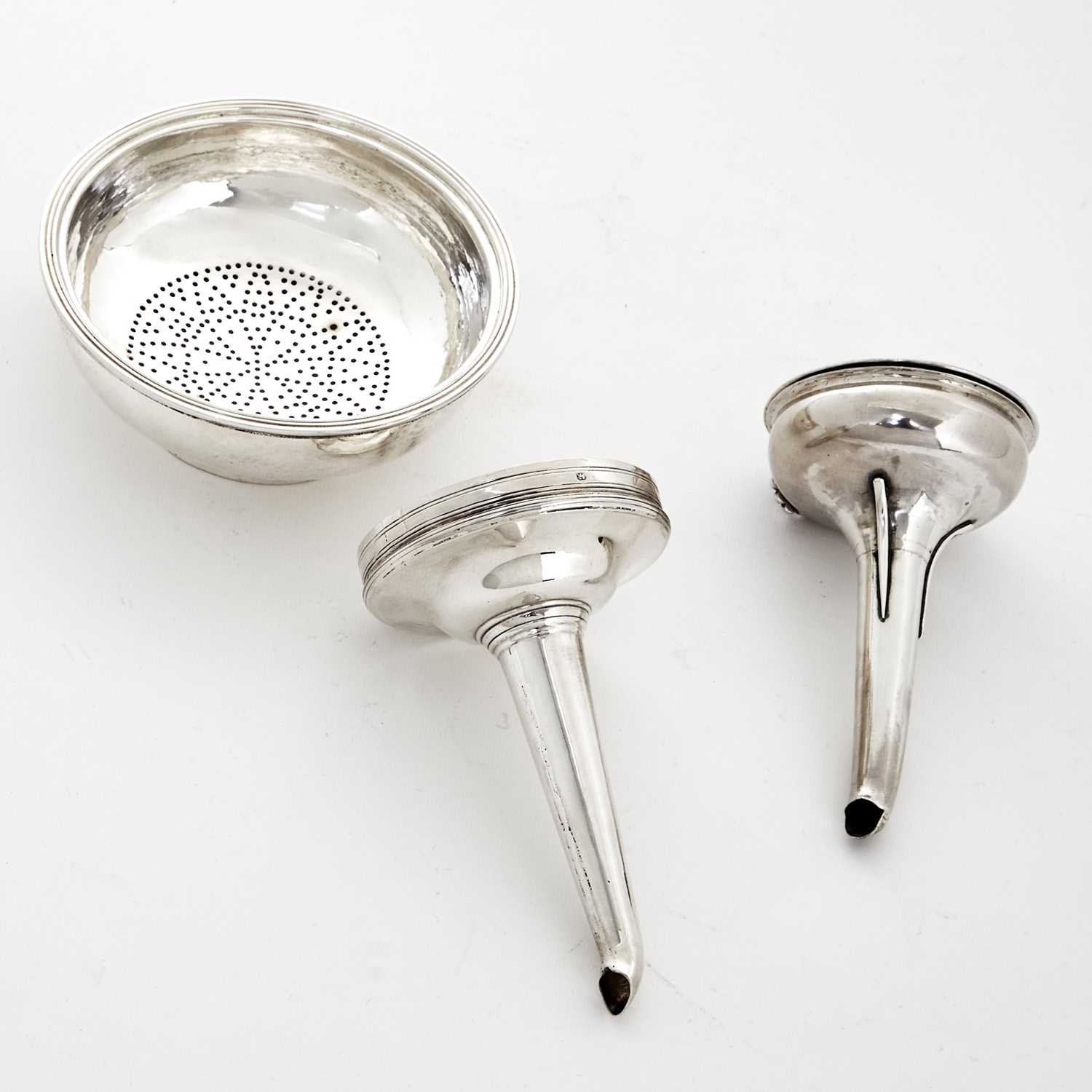 Lot 33 - Two George III Sterling Silver Wine Funnels