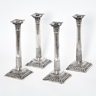 Lot 22 - Set of Four George III Sterling Silver Candlesticks