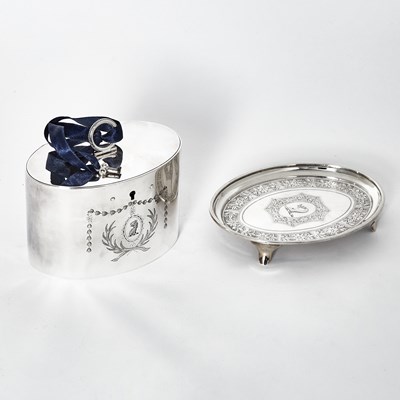 Lot 39 - George III Sterling Silver Tea Caddy and Teapot Stand
