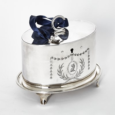 Lot 39 - George III Sterling Silver Tea Caddy and Teapot Stand