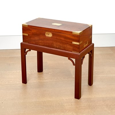 Lot 109 - English Brass-Bound Mahogany Lap Desk on Later Stand