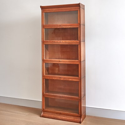 Lot 113 - Stacking Barrister's Oak and Glass Bookcase