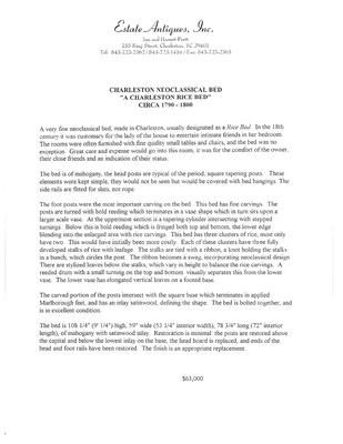 Lot 101 - Charleston Federal Inlaid Mahogany Full Tester "Rice" Bed