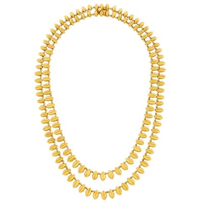Lot 1163 - Double Strand Gold Bead Fringe Necklace