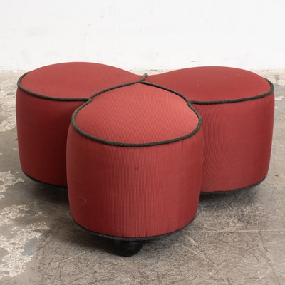 Lot 93 - Red Upholstered Trefoil Ottoman