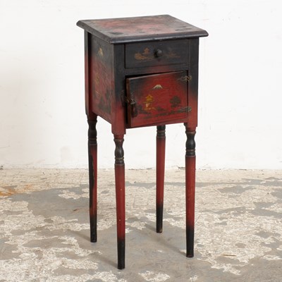 Lot 105 - Chinoiserie Red Painted Night Stand