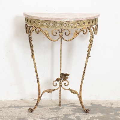 Lot 113 - White Painted Metal Marble Top Console