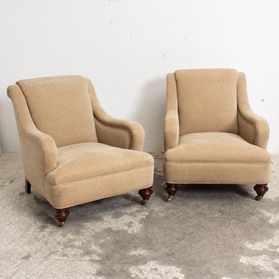 Lot 118 - Pair of Tan Upholstered Armchairs
