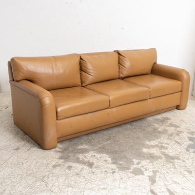 Lot 134 - Faux Leather Tan Sofa
