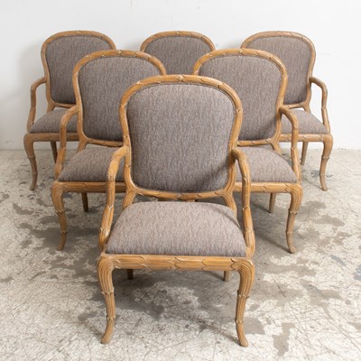 Lot 142 - Set of Six Upholstered Wood Dining Chairs