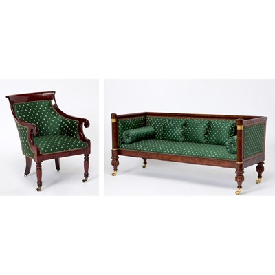Lot 656 - Classical Ormolu Mounted Mahogany Upholstered Sofa