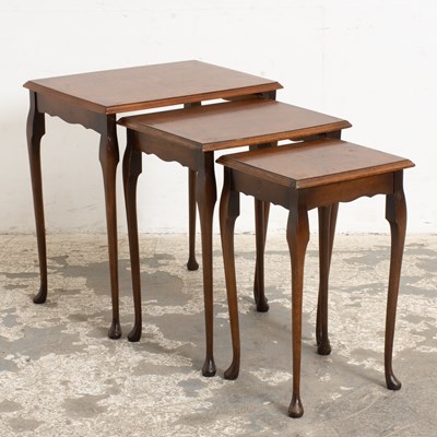 Lot 225 - Set of Three Walnut Nesting Tables
