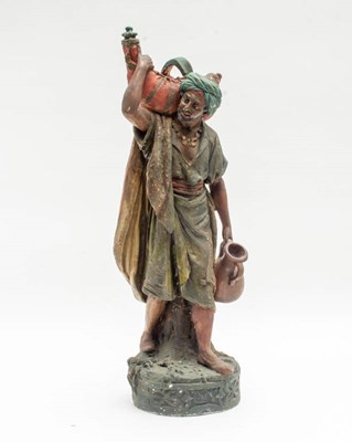 Lot 193 - Orientalist Painted Plaster Figure of a Water Carrier