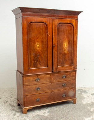 Lot 232 - George III Inlaid Mahogany Linen Press