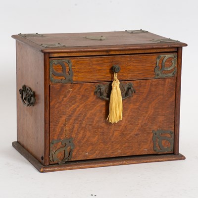 Lot 151 - Asian Style Brass-Mounted Oak Sewing Box
