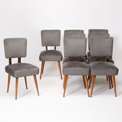 Lot 184 - Set of Eight Italian Upholstered Mahogany Dining Chairs