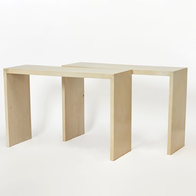 Lot 208 - Pair of Jean Michel Frank Style Parchment Clad Tables