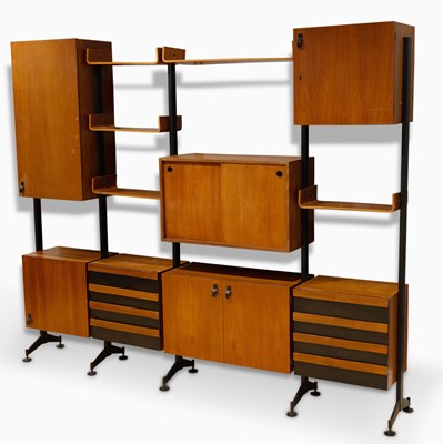 Lot 202 - Italian Mahogany and Metal Modular Wall Unit