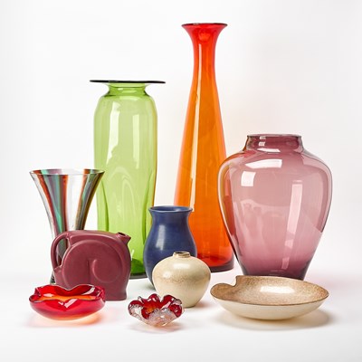 Lot 247 - Group of Ten Blown Glass and Glazed Earthenware Table Articles